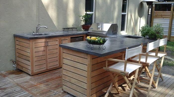 Outdoor Kitchen With Concrete Countertops 