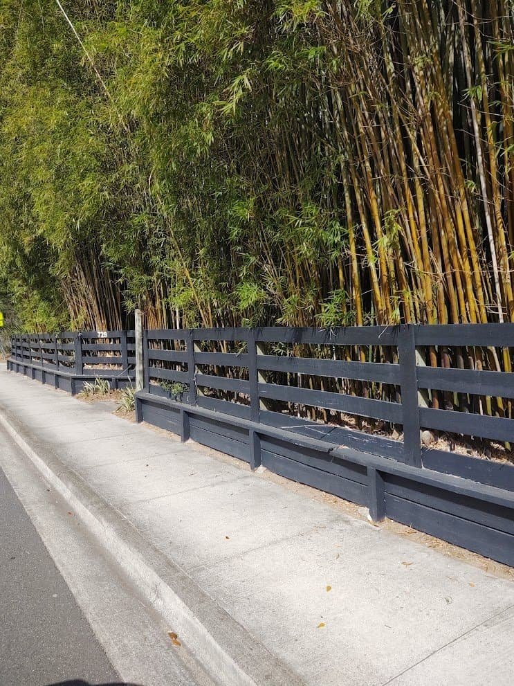 horizontal fence with bamboo for privacy
